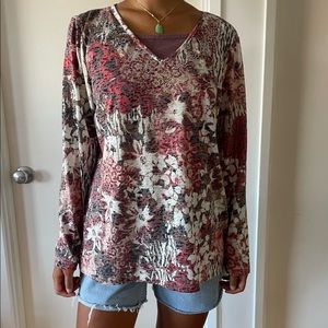 Erika long sleeved red top. Size: Large.